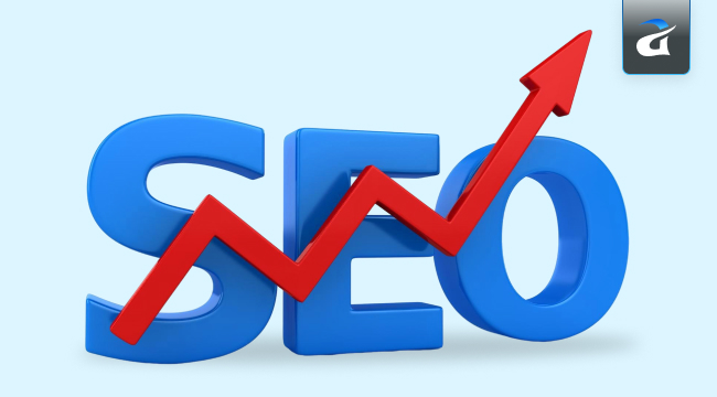 SEO Growth, with a Rising Arrow to Indicate Higher Google Ranking