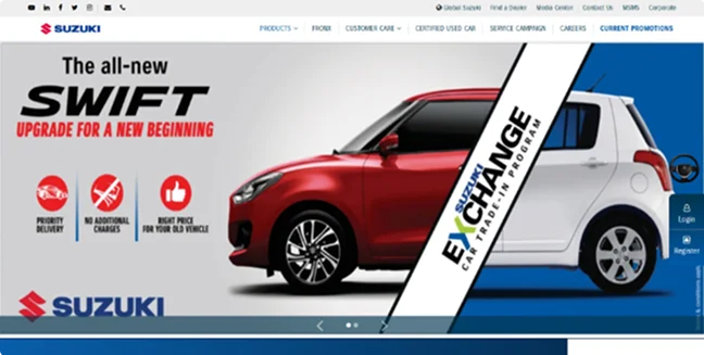 Suzuki Web Development Case Study Interface