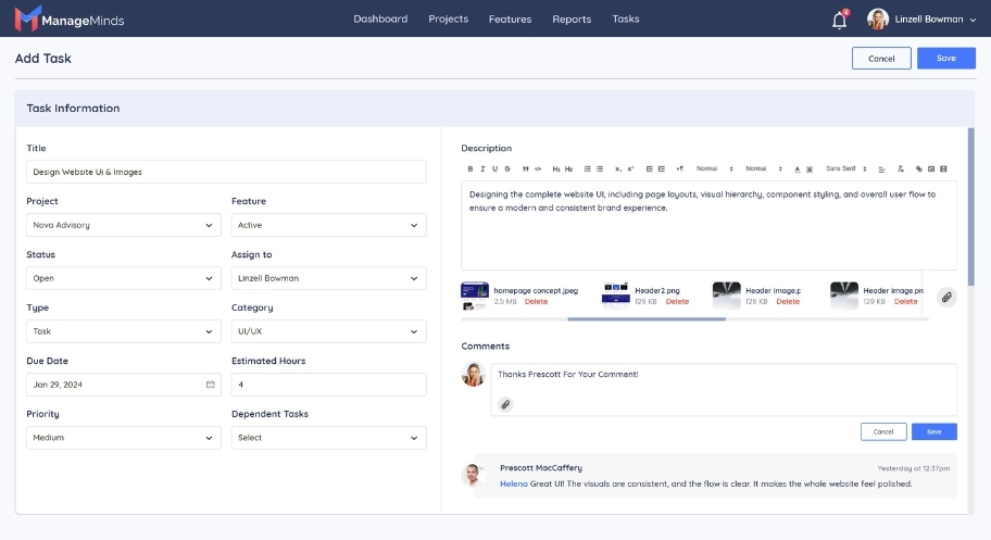 Task Management Board Displaying Organized Tasks, Statuses, and Priorities